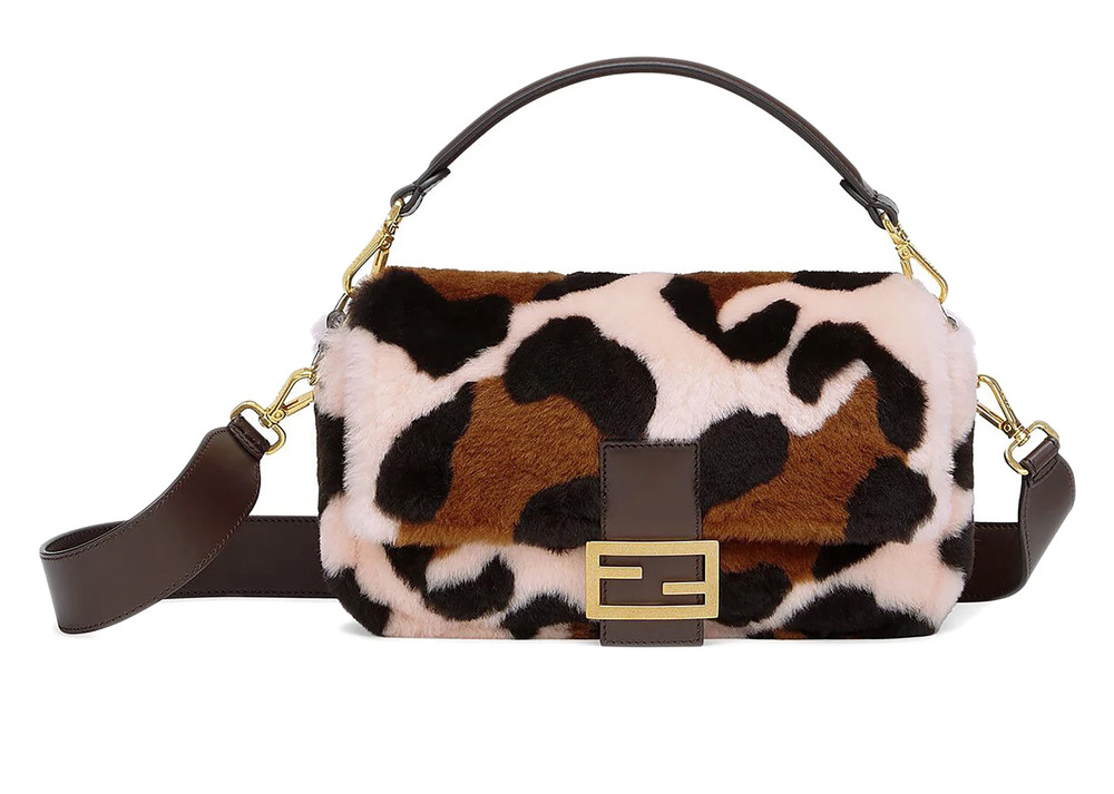Fendi cow print baguette deals