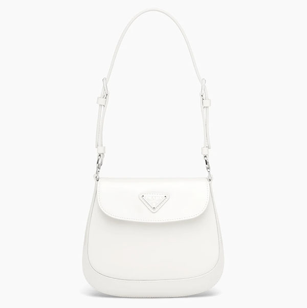 Buy Prada White Cleo Mini Bag in Brushed Leather for WOMEN in