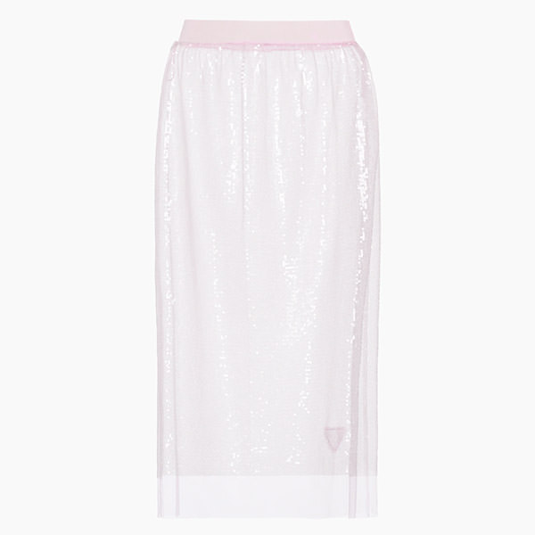 Sequin Tulle Midi Skirt