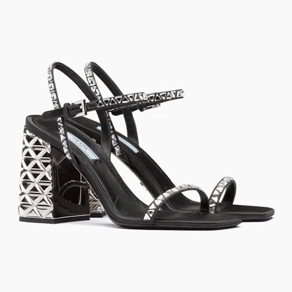 Satin Sandals with Crystals