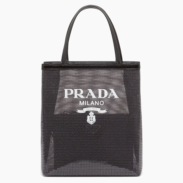 Small Sequined Mesh Tote in Black