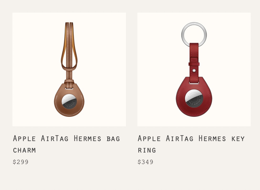 Apple Hermès AirTag Bag Charm and Key Ring. Photo via Hermes.com