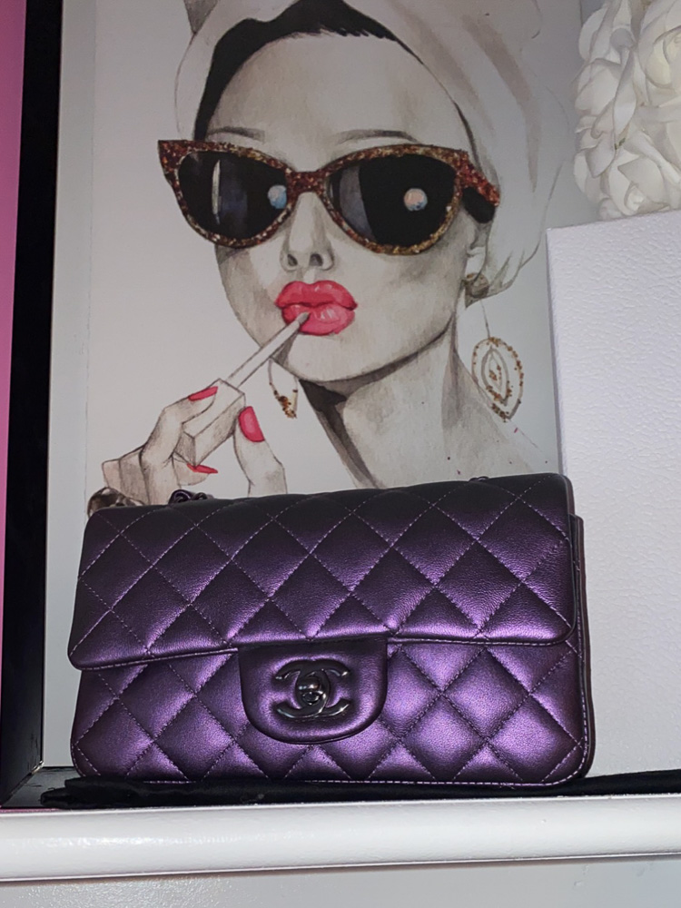 Chanel Purple Iridescent Quilted Lambskin Leather Classic Medium Double  Flap Bag - Yoogi's Closet