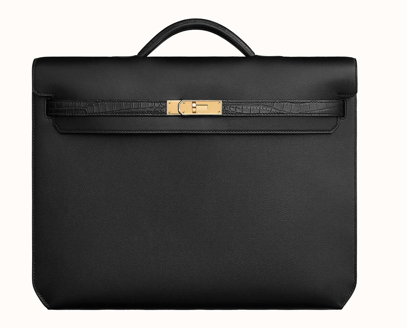 Kelly Dépêches 36 Touch Briefcase in Noir. Photo via Hermes.com