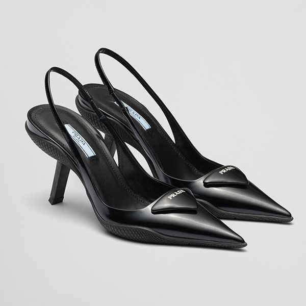 Prada Brushed Leather Slingback Pumps