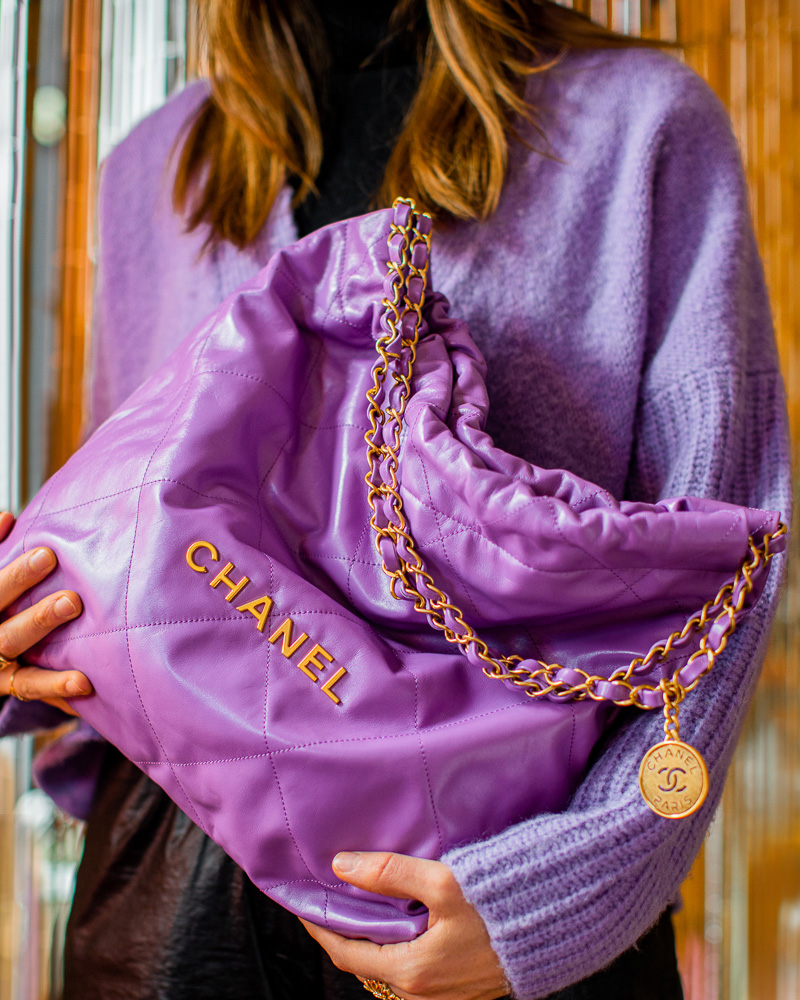 purple chanel bag small