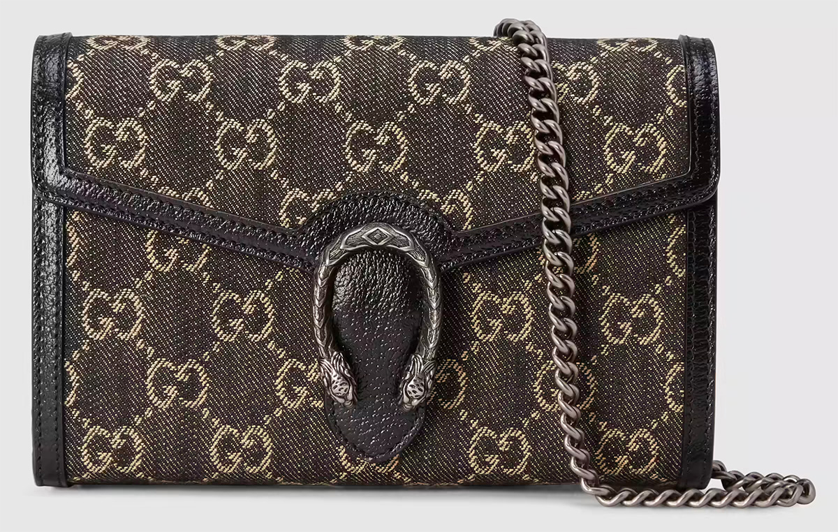 Gucci - Dionysus GG Chain Wallet - Black Denim - Pre-loved