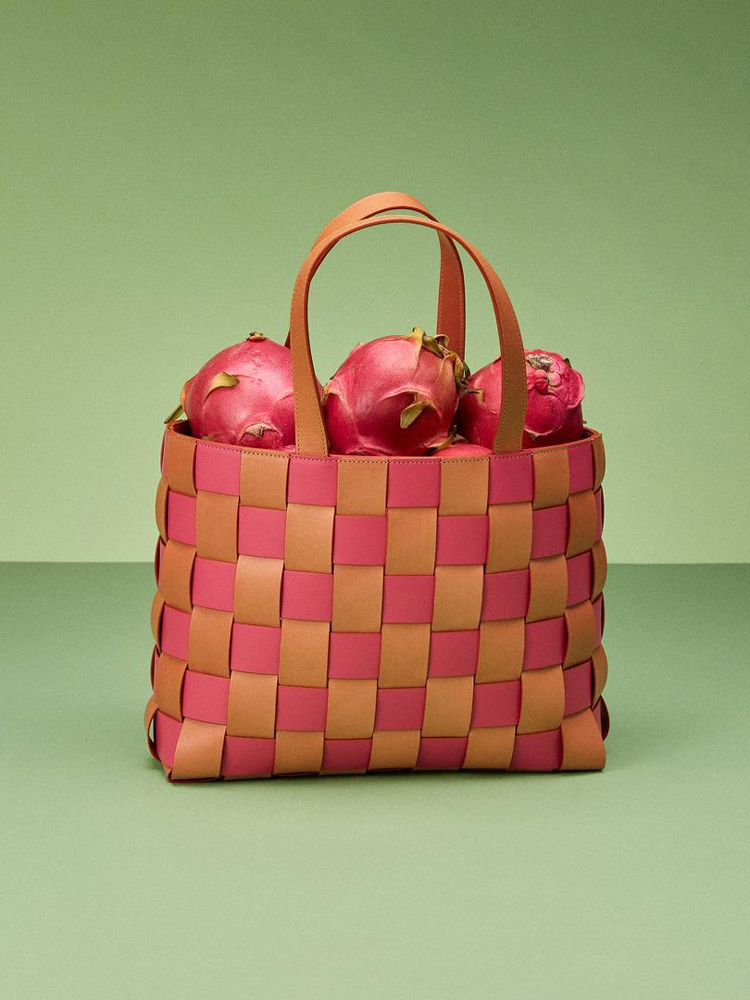 Mansur Gavriel Woven Shopper Orange Pink