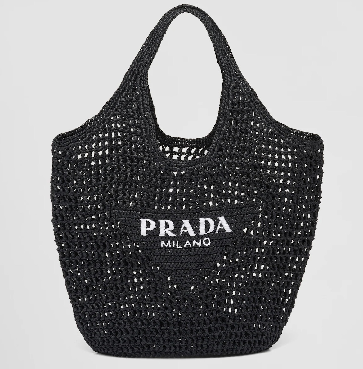 Prada Black Raffia Tote Bag