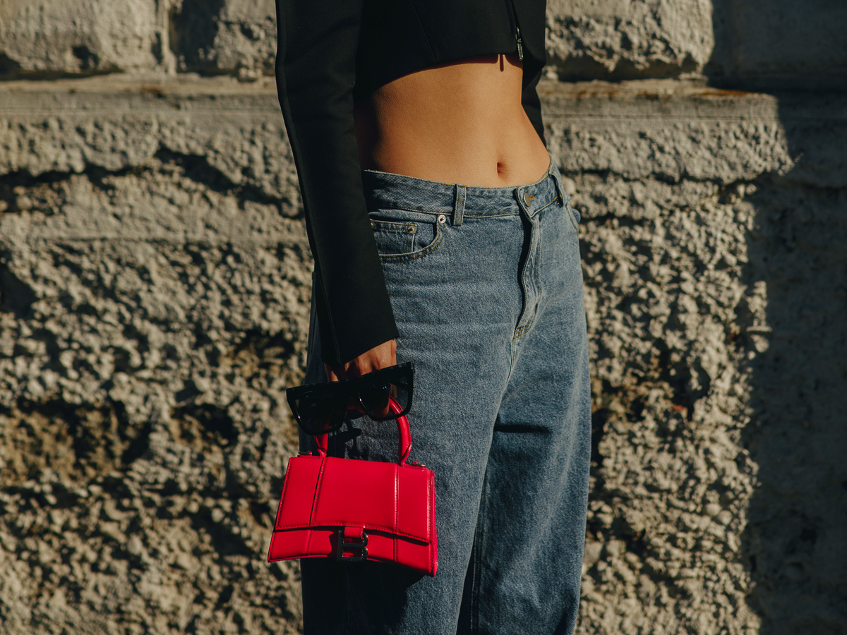 Balenciaga Hourglass Mini Leather Crossbody Bag in Black