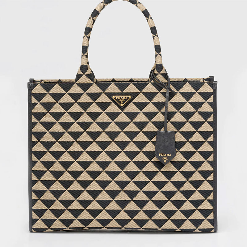 Prada Double Symbole Triangle Bag Leather and Jacquard Mini - ShopStyle