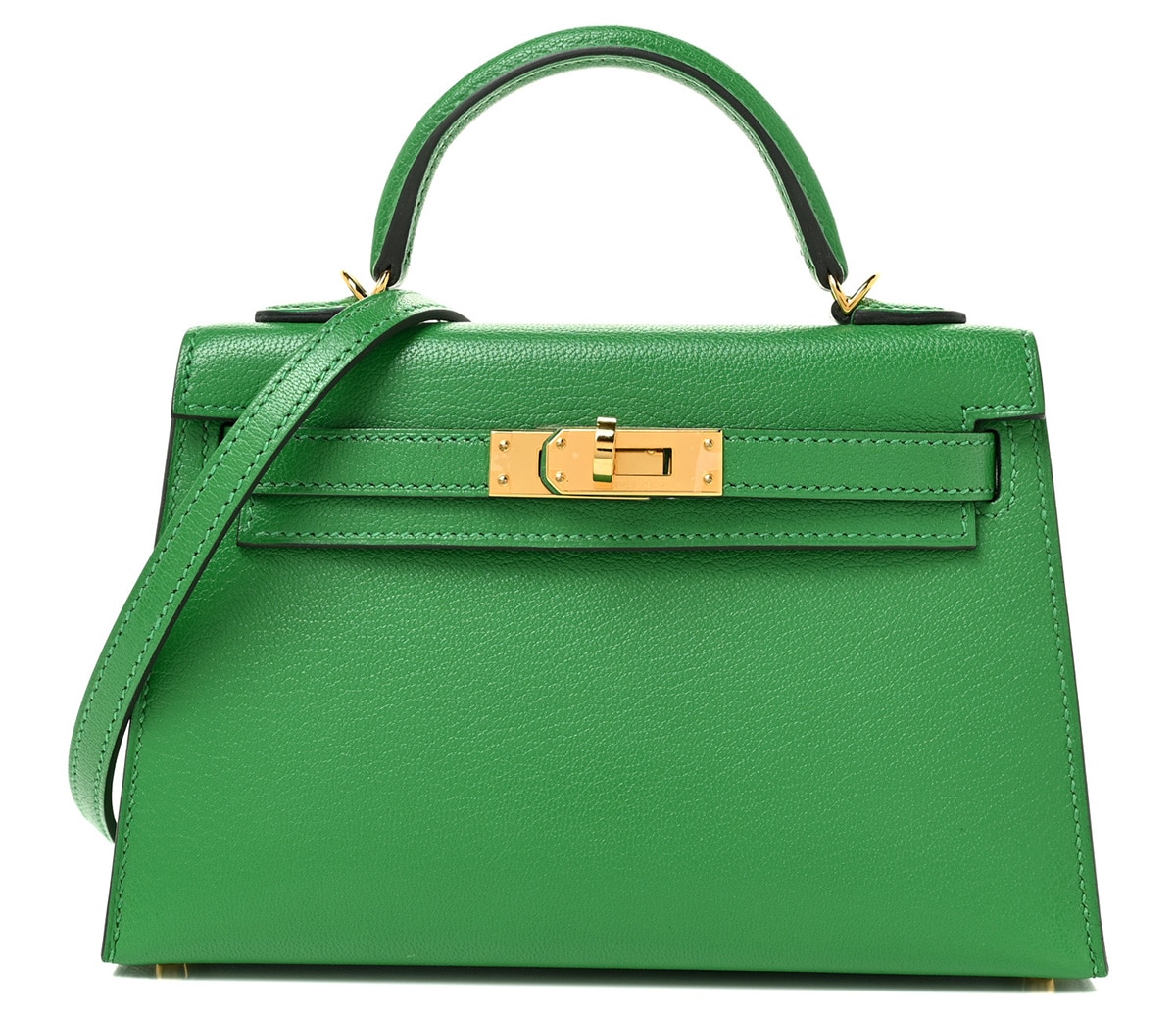 Hermès Kelly 20cm Vert Vérone Chèvre Mysore