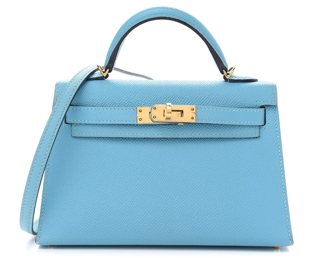 Replica Hermes Kelly Mini II Sellier Handmade Bag In Blue Glacier Epsom  Calfskin