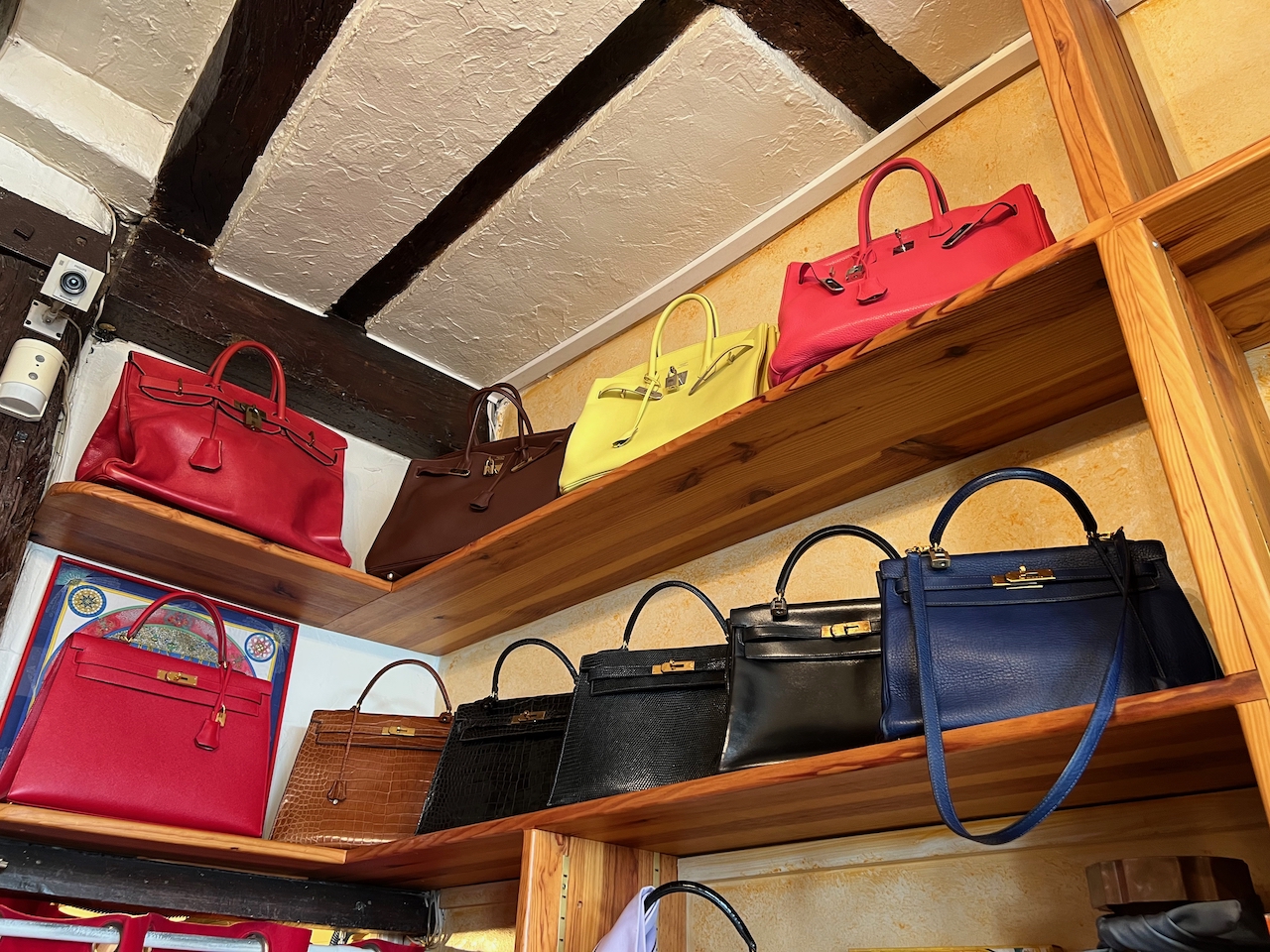 Some of the bags for sale at Les 3 Marches. Photo via @The_Notorious_Pink