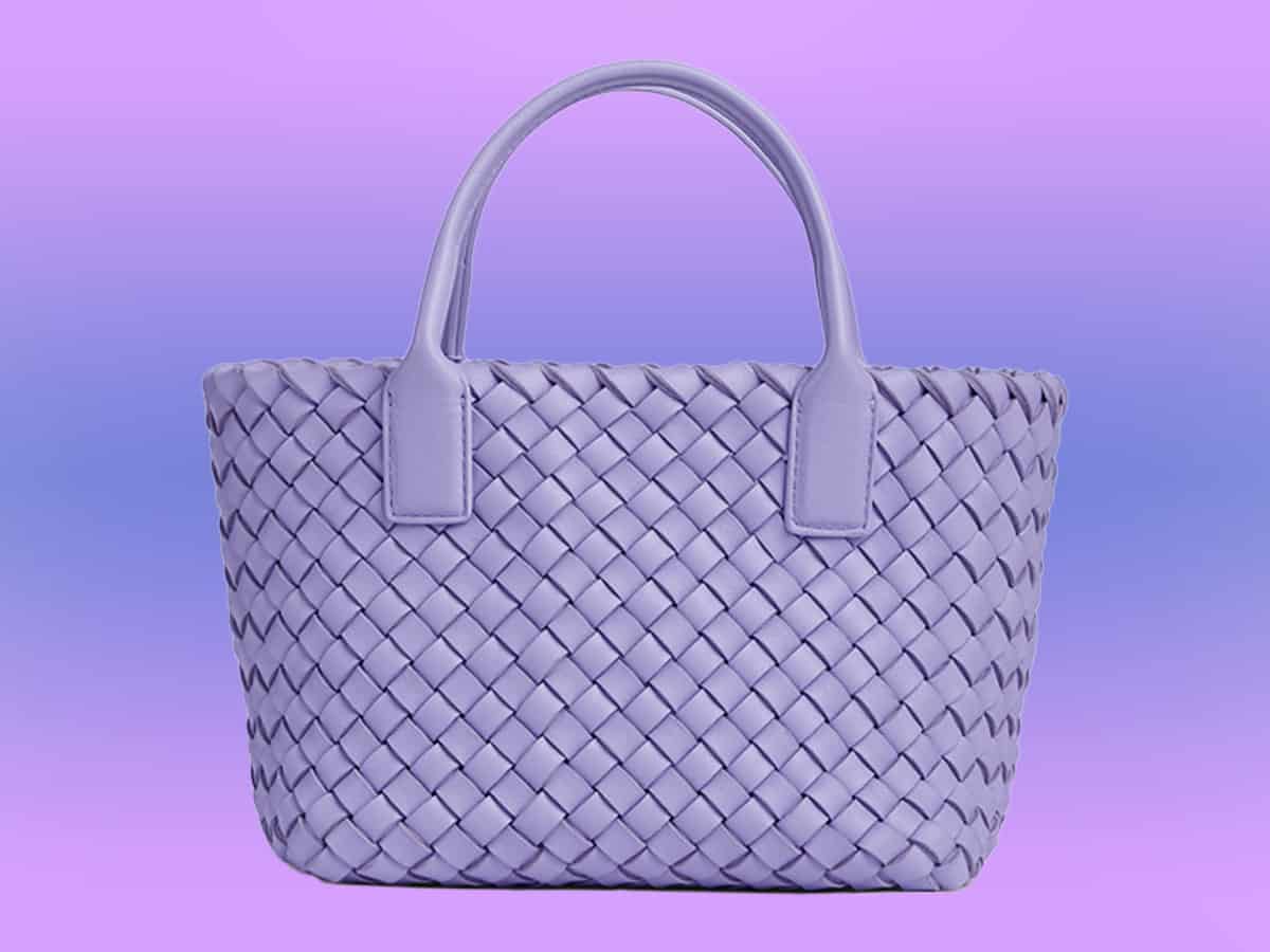 BOTTEGA VENETA Intrecciato Large Cabat Tote Handbag Purple Woven