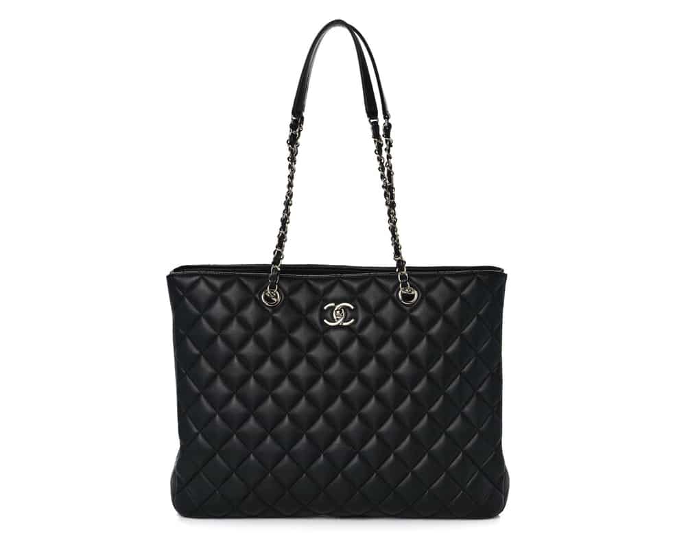 Chanel Shopping Tote Quilted Very Rare Limited Edition Black Patent Leather Bag