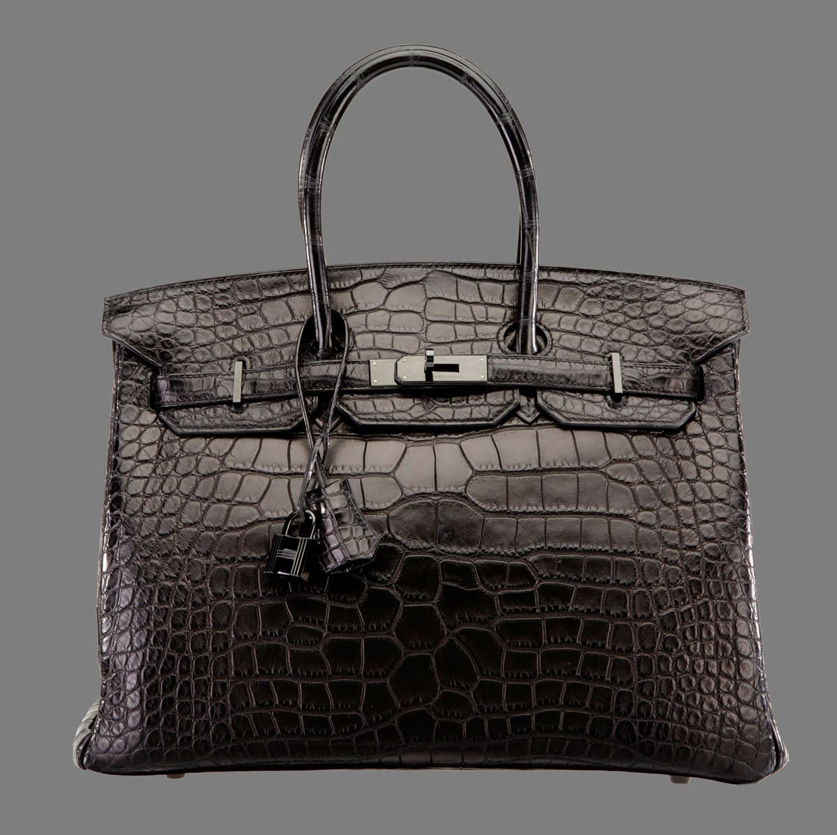 Hermes 35cm Matte So Black Alligator Birkin Bag with PVD Hardware Hermes 35cm Matte So Black Alligator Birkin Bag with PVD Hardware