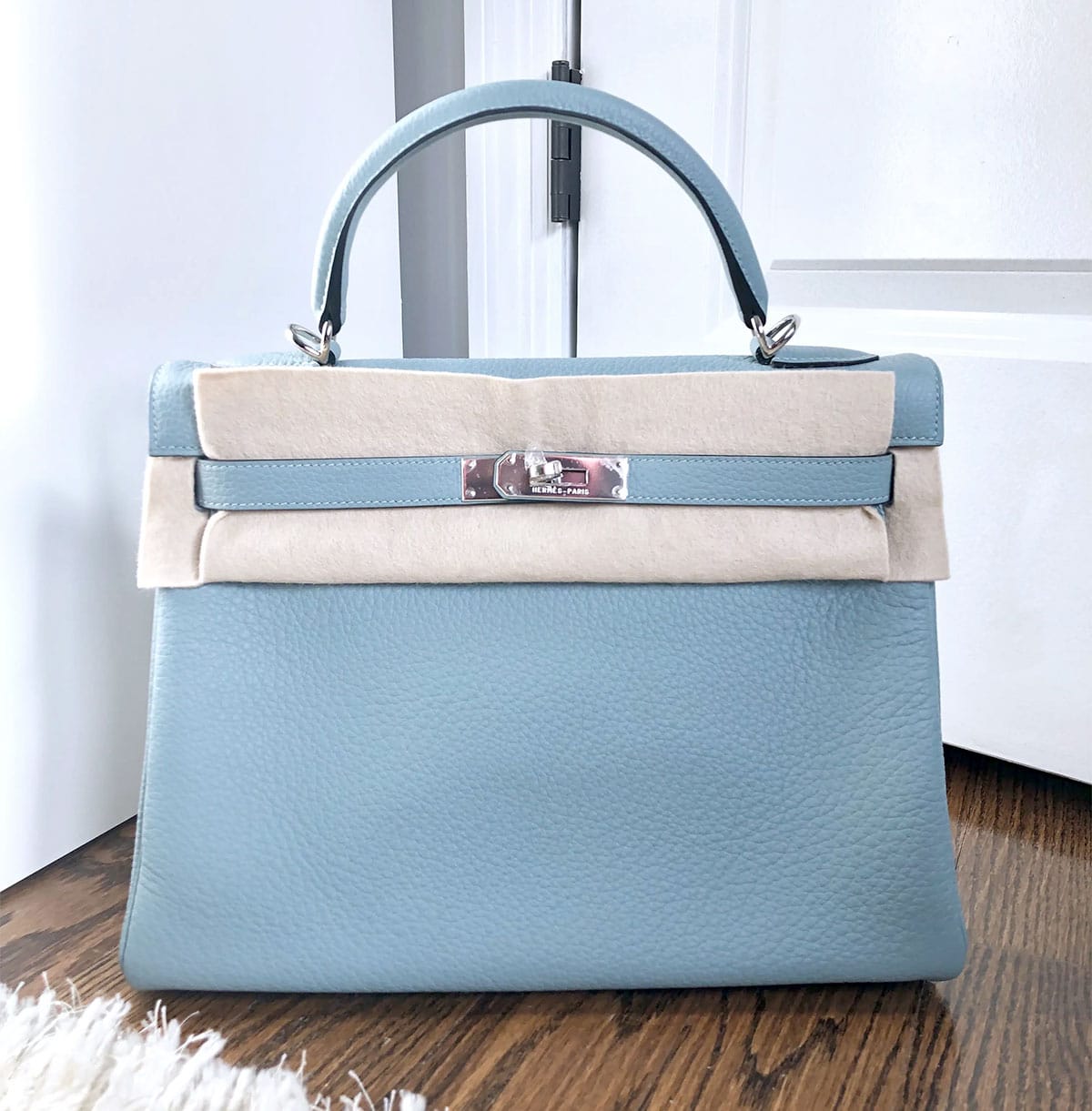 SO PRETTY NEW COLOR HERMES BIRKIN BAG 35CM BLUE LIN BLEU LIN at 1stDibs