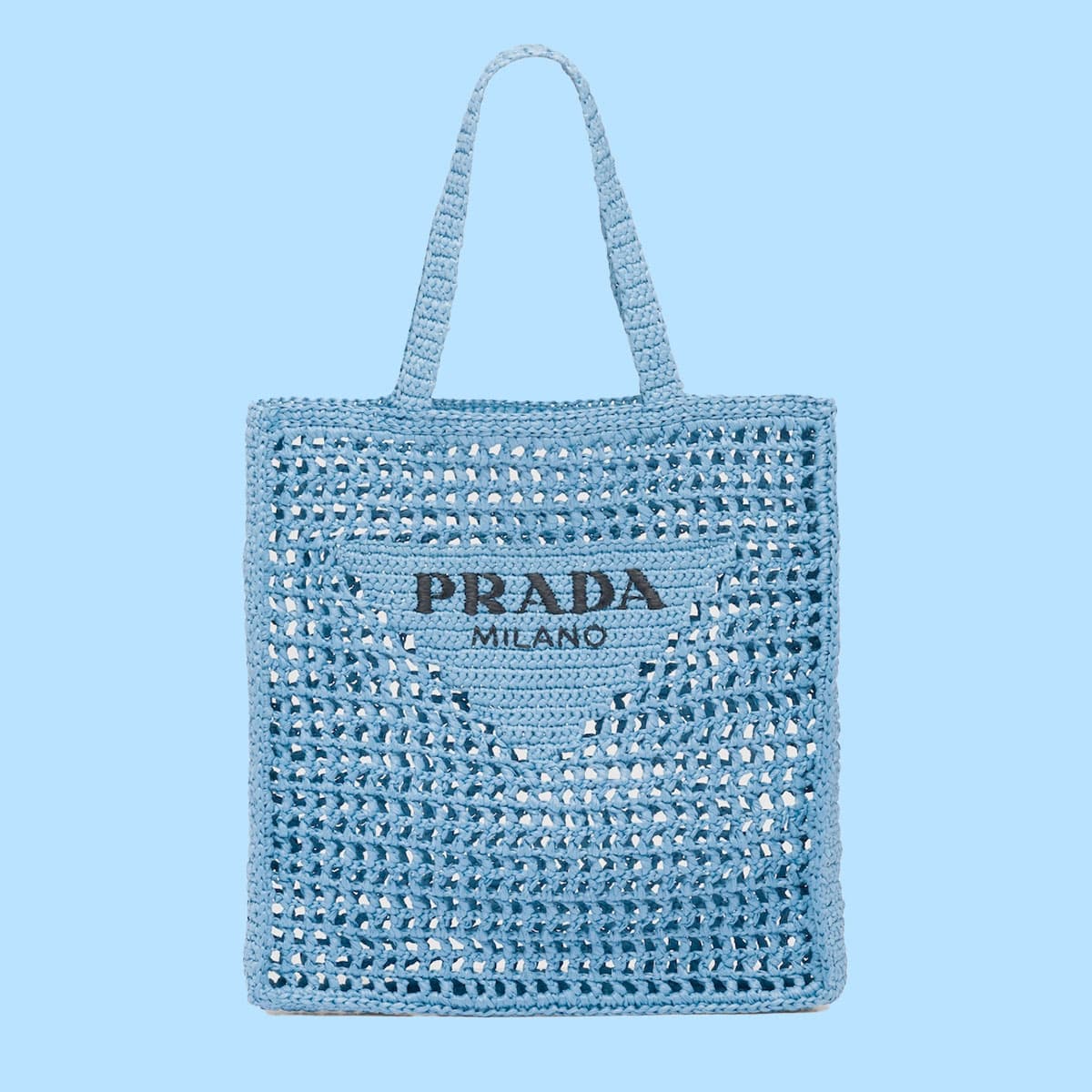 Prada Raffia Tote in Celeste