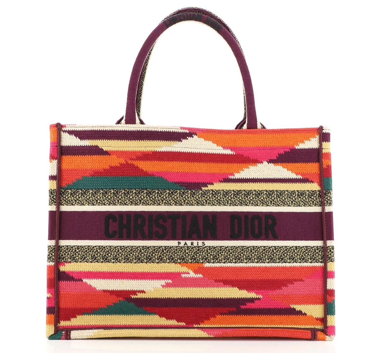 Christian Dior Multicolor Embroidered Book Tote