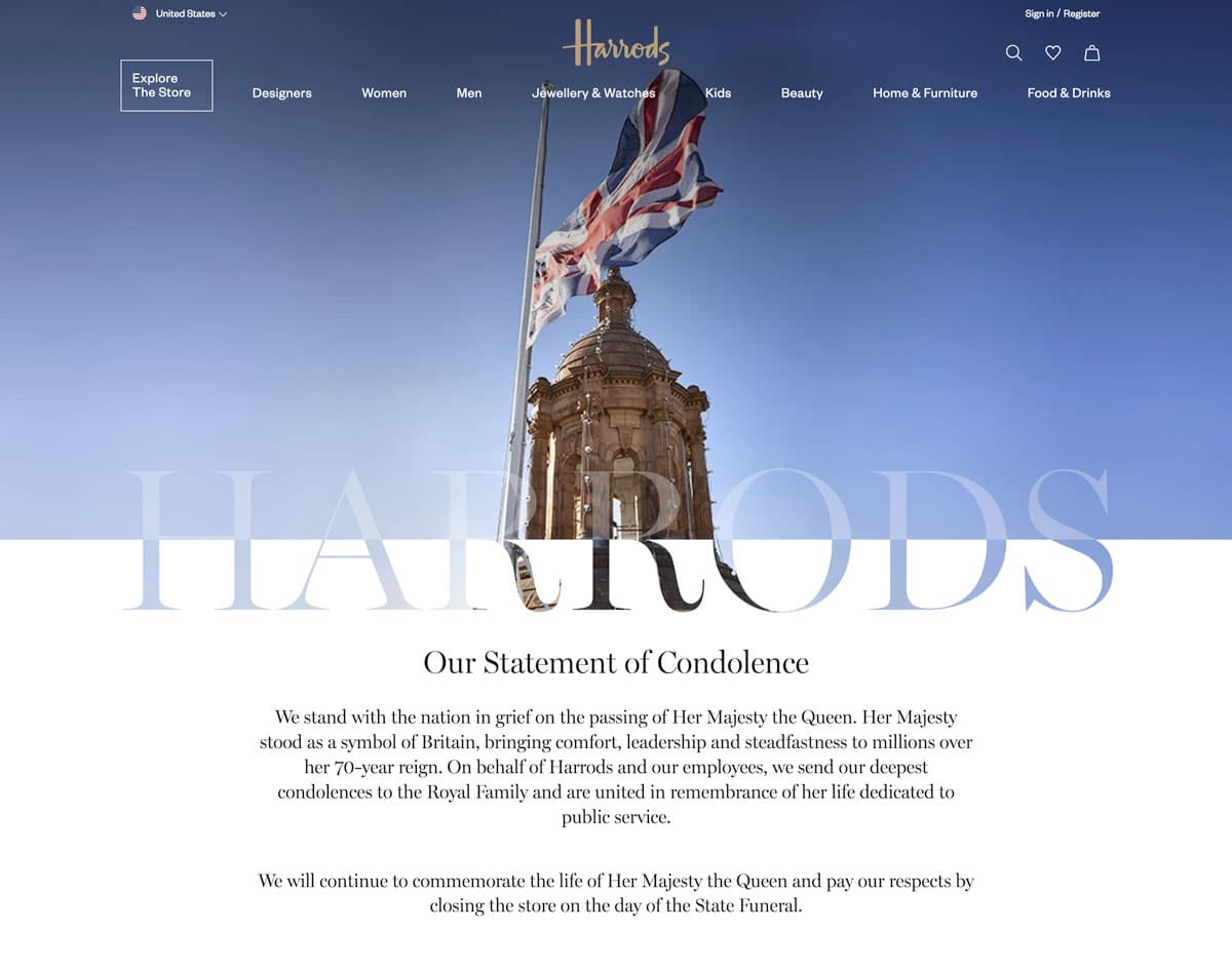 Harrods Condolences