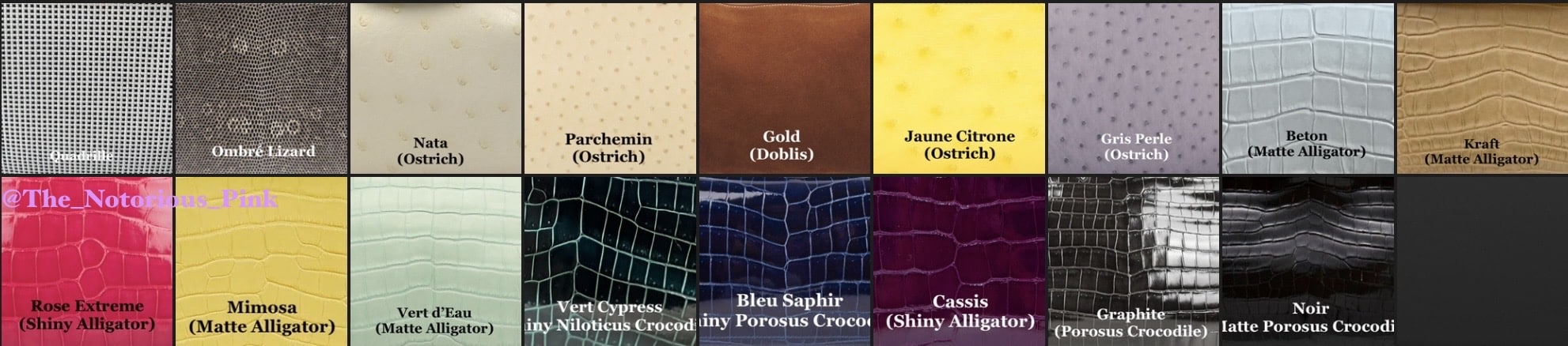 Colors available in exotic leathers for the Autumn-Winter 2022 season. Via @The_Notorious_Pink.