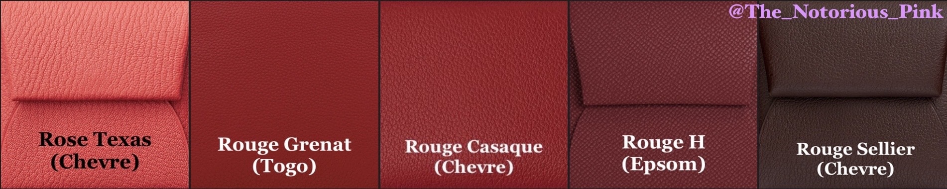 The red range of leather colors being offered by Hermès for Autumn-Winter 2022. Via @The_Notorious_Pink. The red range of leather colors being offered by Hermès for Autumn-Winter 2022. Via @The_Notorious_Pink.