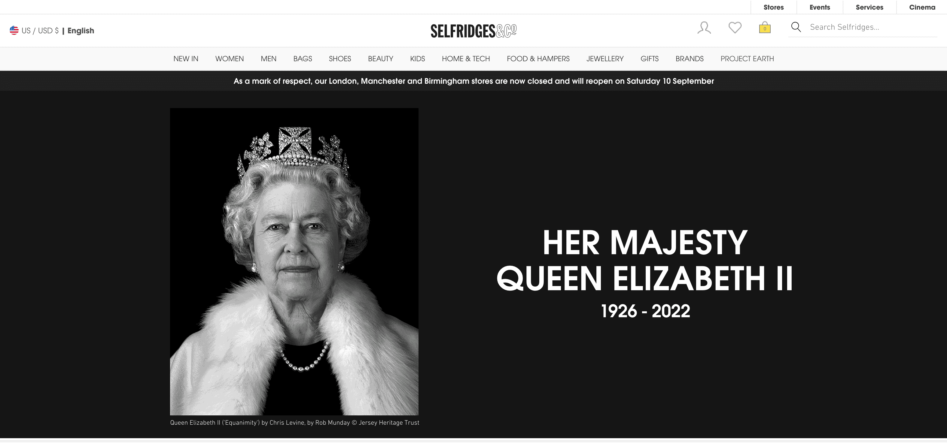 Selfridges Queen Elizabeth