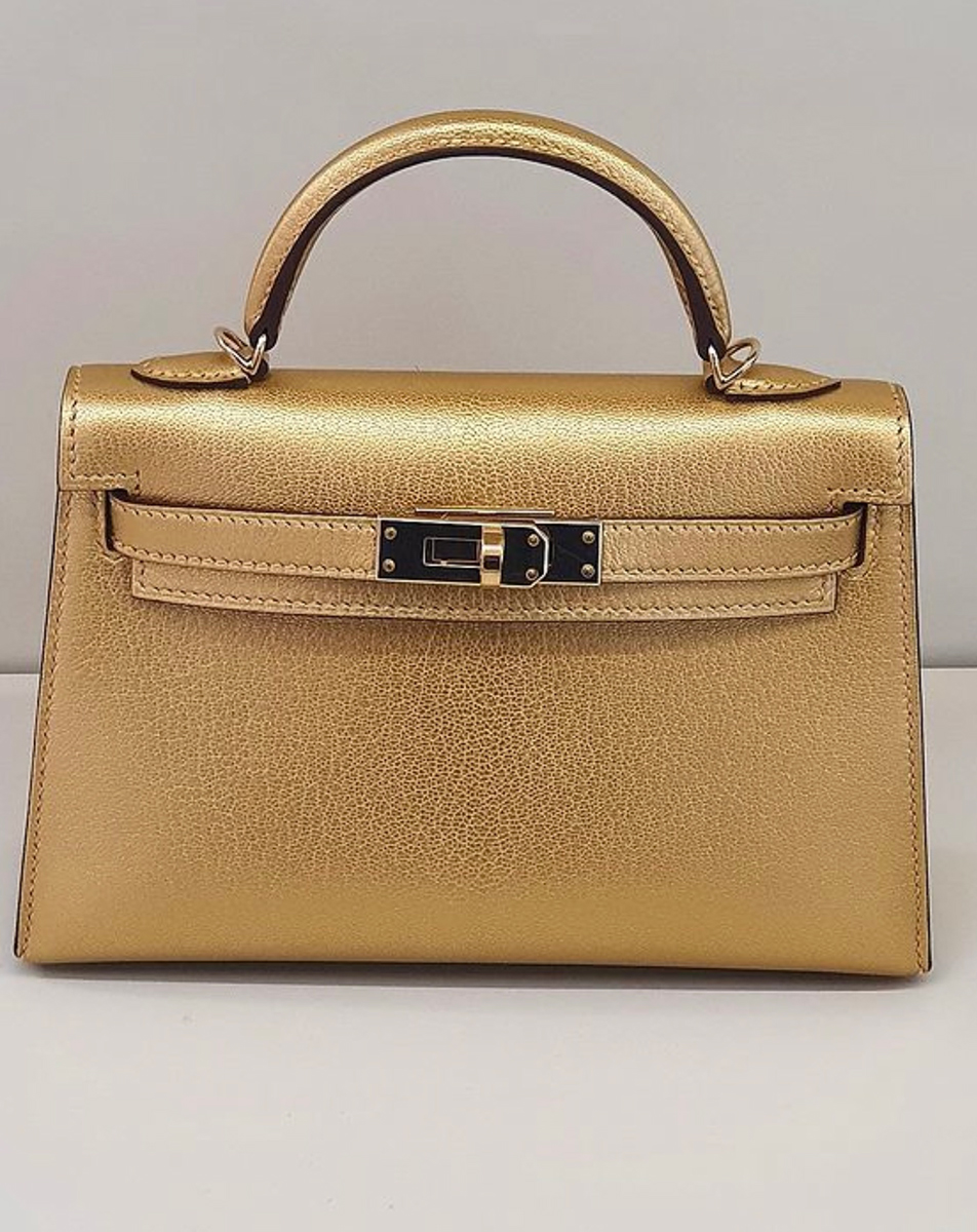 A Gold Mini Kelly. Photo courtesy of @TheBagHag.