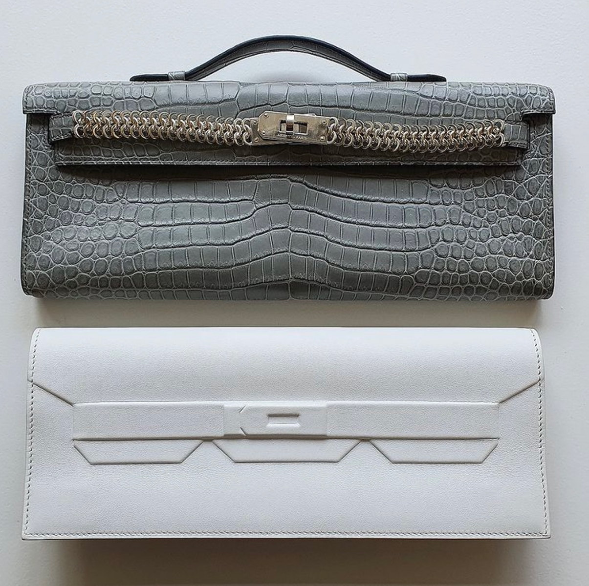 A reimagined Kelly Cut and Shadow Clutch. Photo courtesy of @TheBagHag.