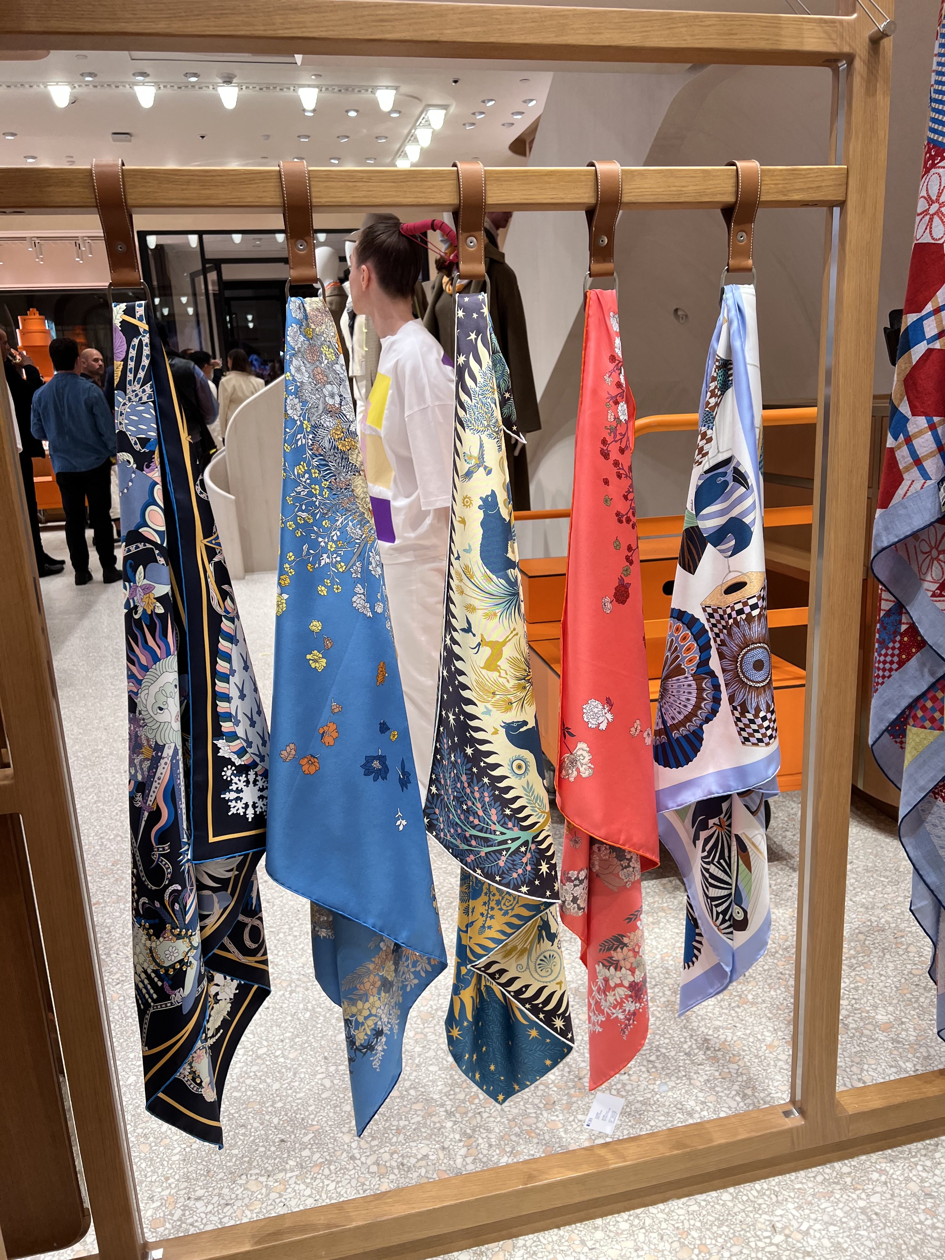 Scarves at the new flagship. Photo via @The_Notorious_Pink.