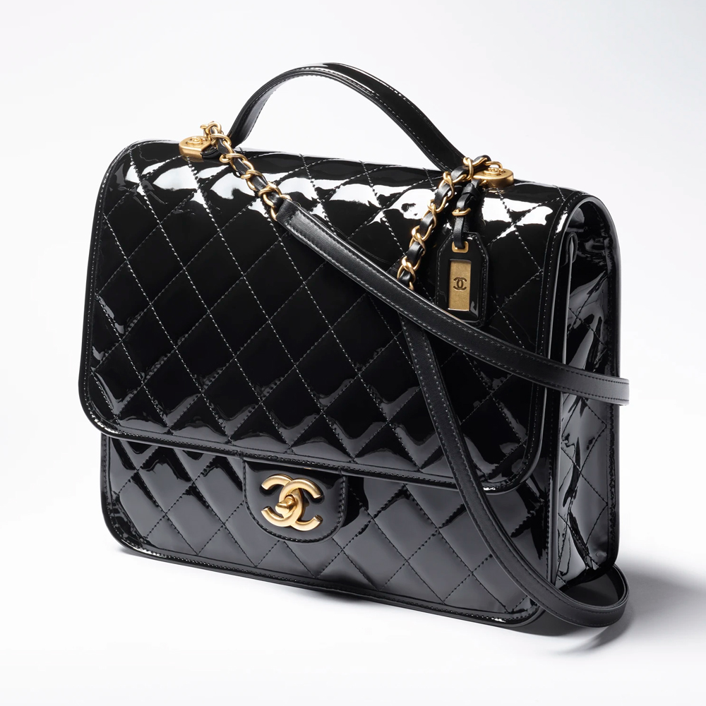 Chanel Black Patent Ritz Shoulder Bag