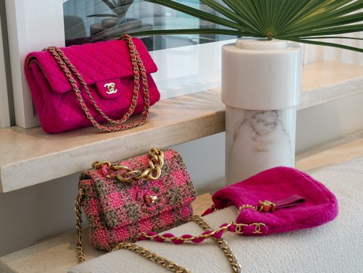 Chanel Pink Tweed Bags
