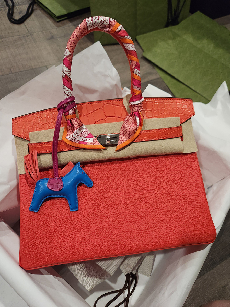 A 30cm Birkin in Capucine and Orange Poppy with PHW from October 2022. Photo via TPFer @pimmie22.
