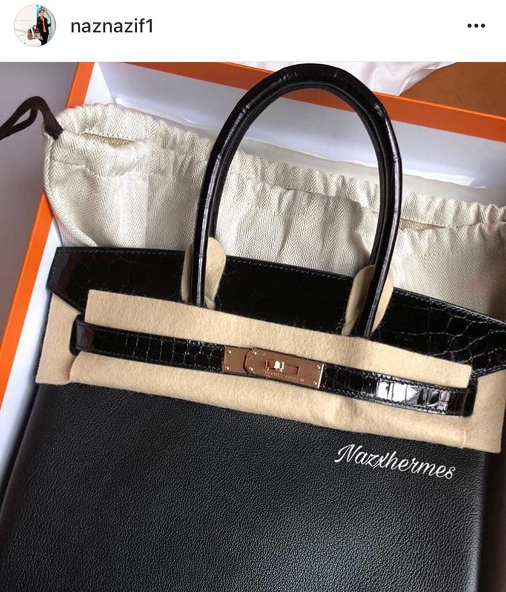 Replica Hermes Touch Birkin 30 Bag In Black Clemence and Shiny