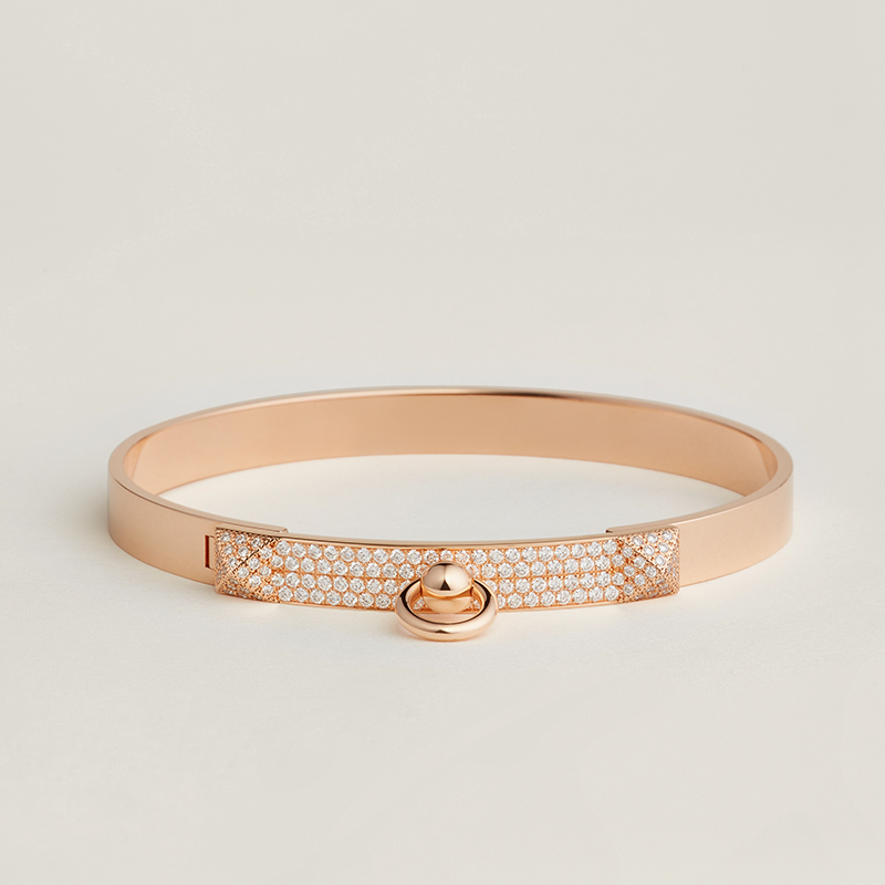 Collier de Chien Bracelet in Rose Gold with Diamond Pave Studs and Center (130 Diamonds, total carat weight .91 ct), $22,100 (€13,100). Photo via Hermes.com
