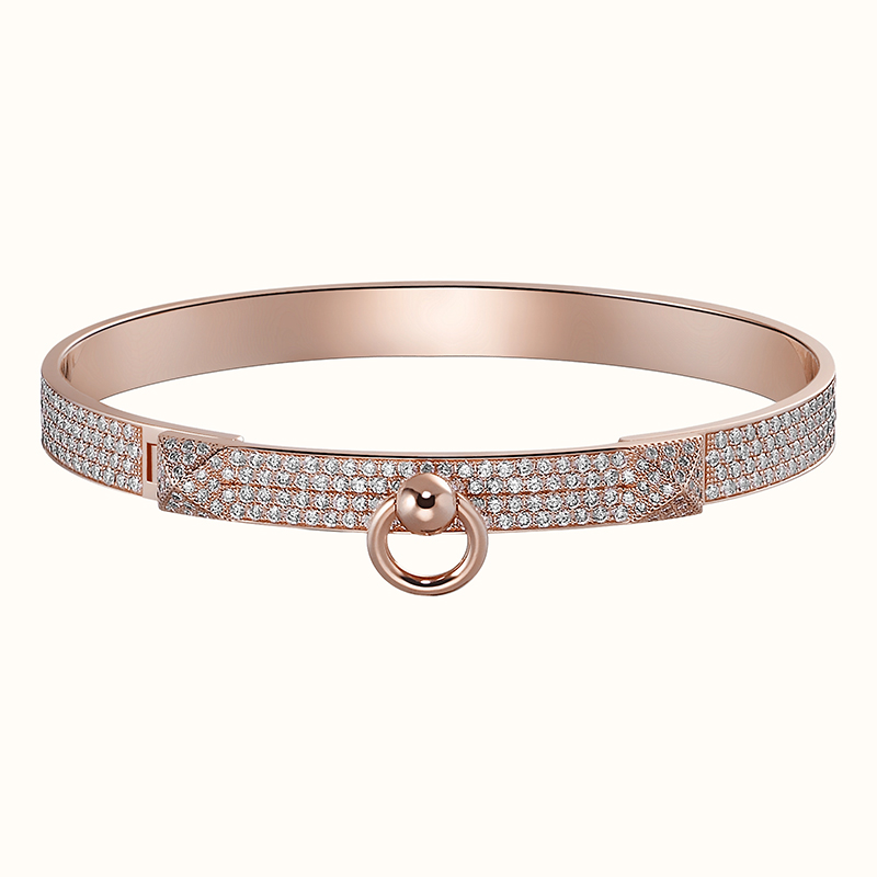 Collier de Chien Bracelet in Rose Gold with Diamond Pave (492 Diamonds, total carat weight 3.93 ct), $50,700. Photo via Hermes.com