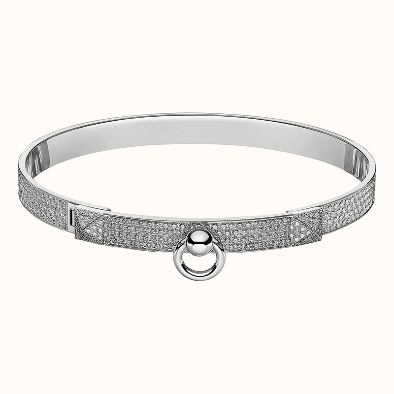 Collier de Chien Bracelet in White Gold with Diamond Pave (492 Diamonds, total carat weight 3.93 ct), $51,900. Photo via Hermes.com