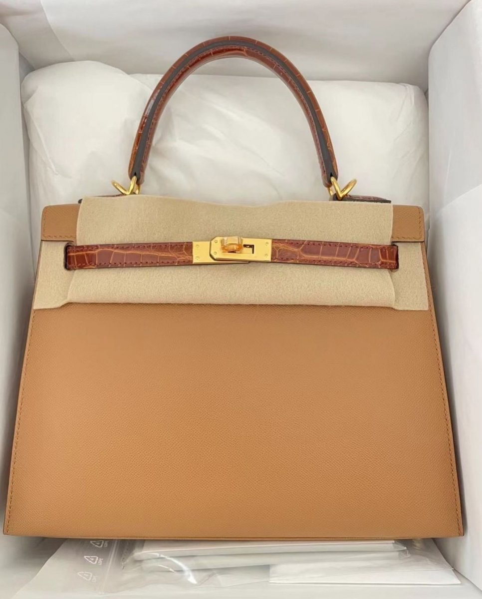 Hermes Birkin Sellier bag 25 Chai Madame leather Gold hardware