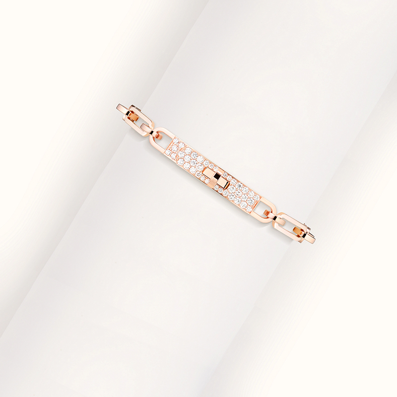 Kelly Chaine Bracelet in Rose Gold with Diamond Front (41 diamonds, total carat weight.62 ct), approximately $12,000. Photo via Hermes.com
