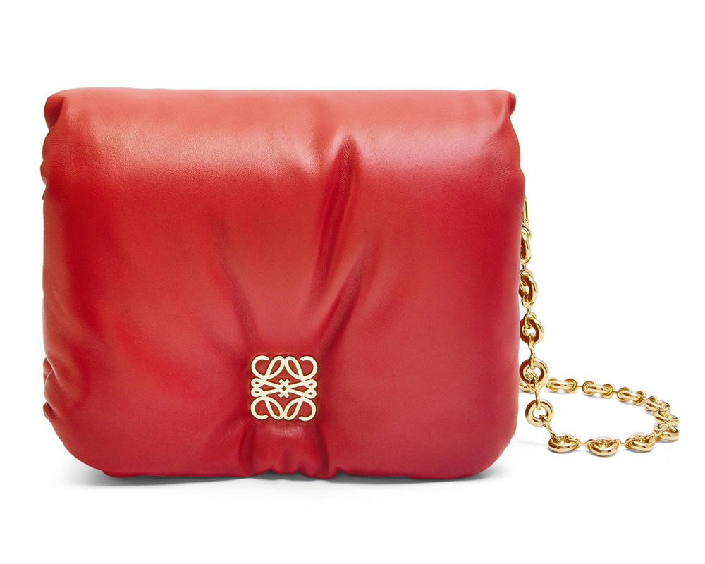 Loewe Bright Red Puffer Goya Bag