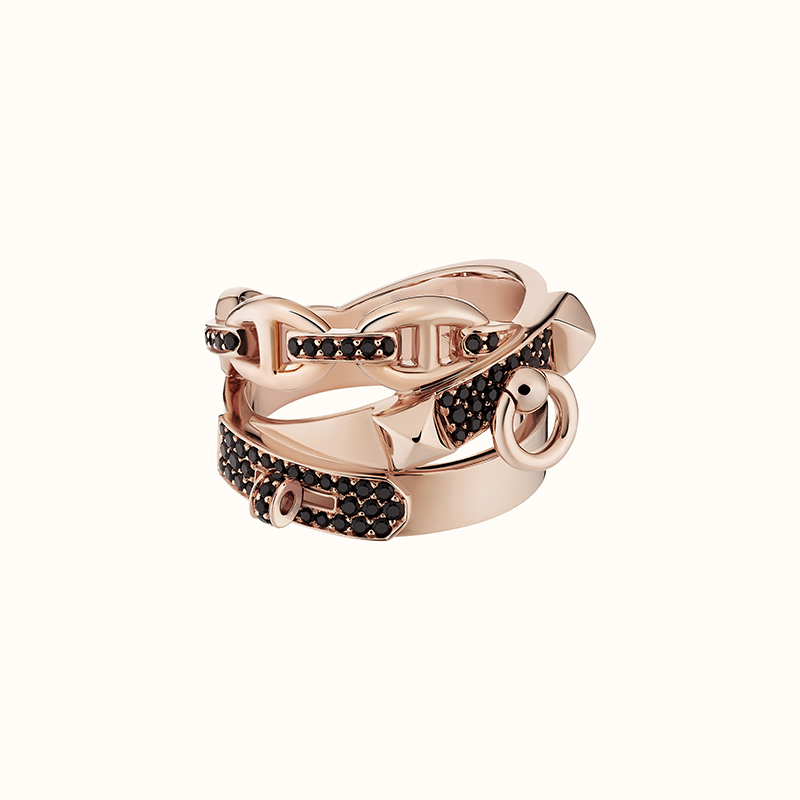 Alchimie Ring in Rose Gold with Black Spinel (77 stones, total carat weight .46 ct), $10,500. Photo via Hermes.com