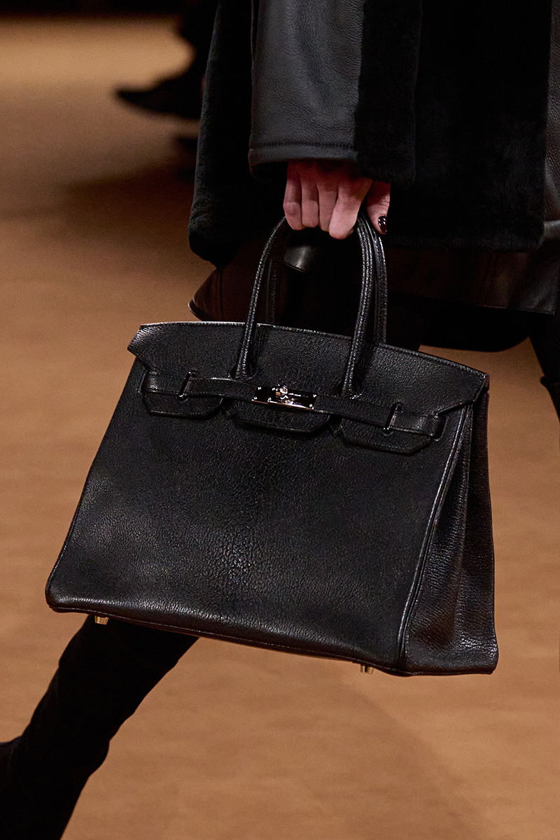 A Noir Birkin in Chevre (Look 45). Photo via Vogue.com