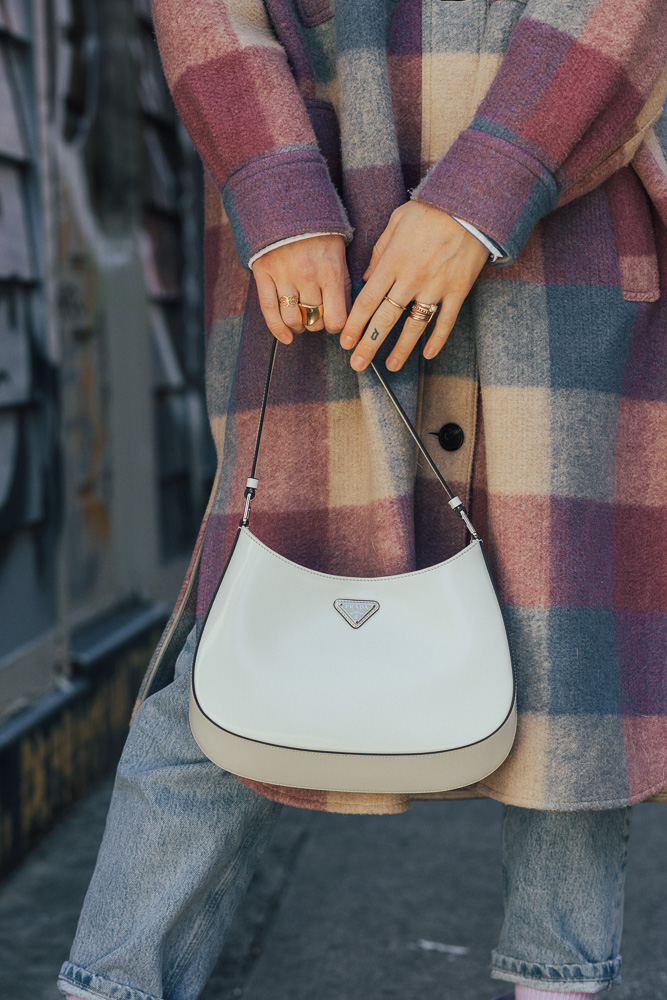 White Brushed Leather Shoulder Bag