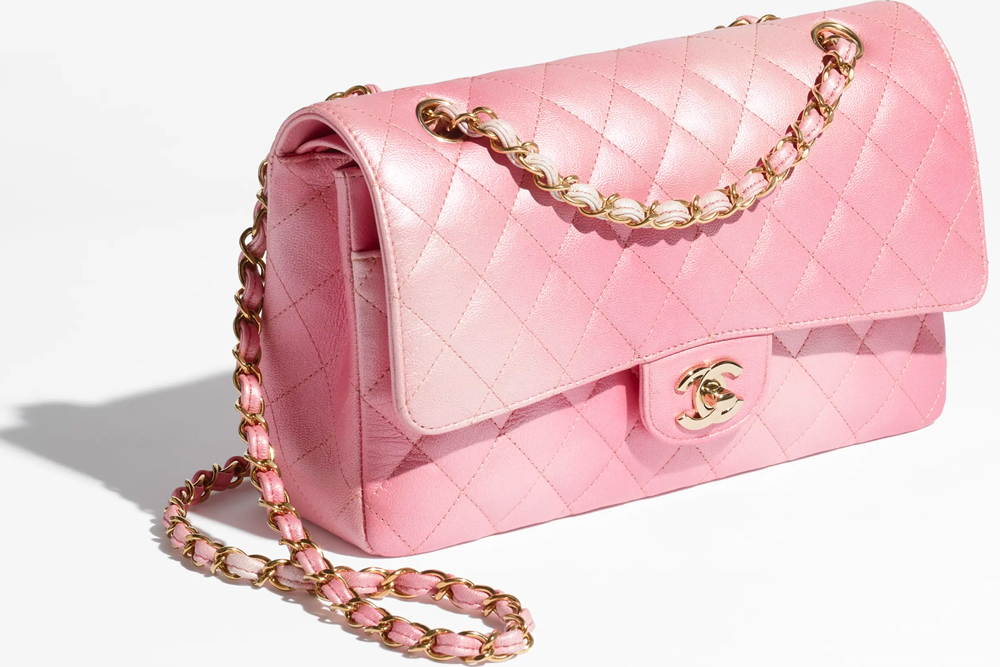 pink chanel bag with pearls