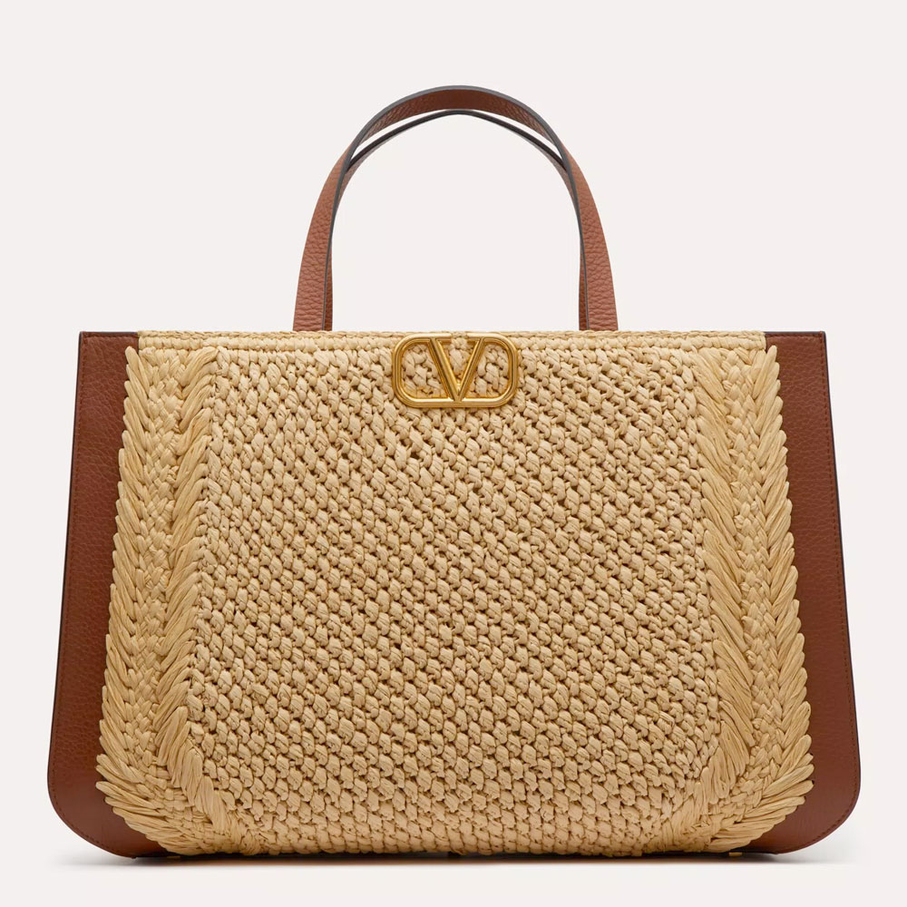 Valentino Vlogo Raffia Tote