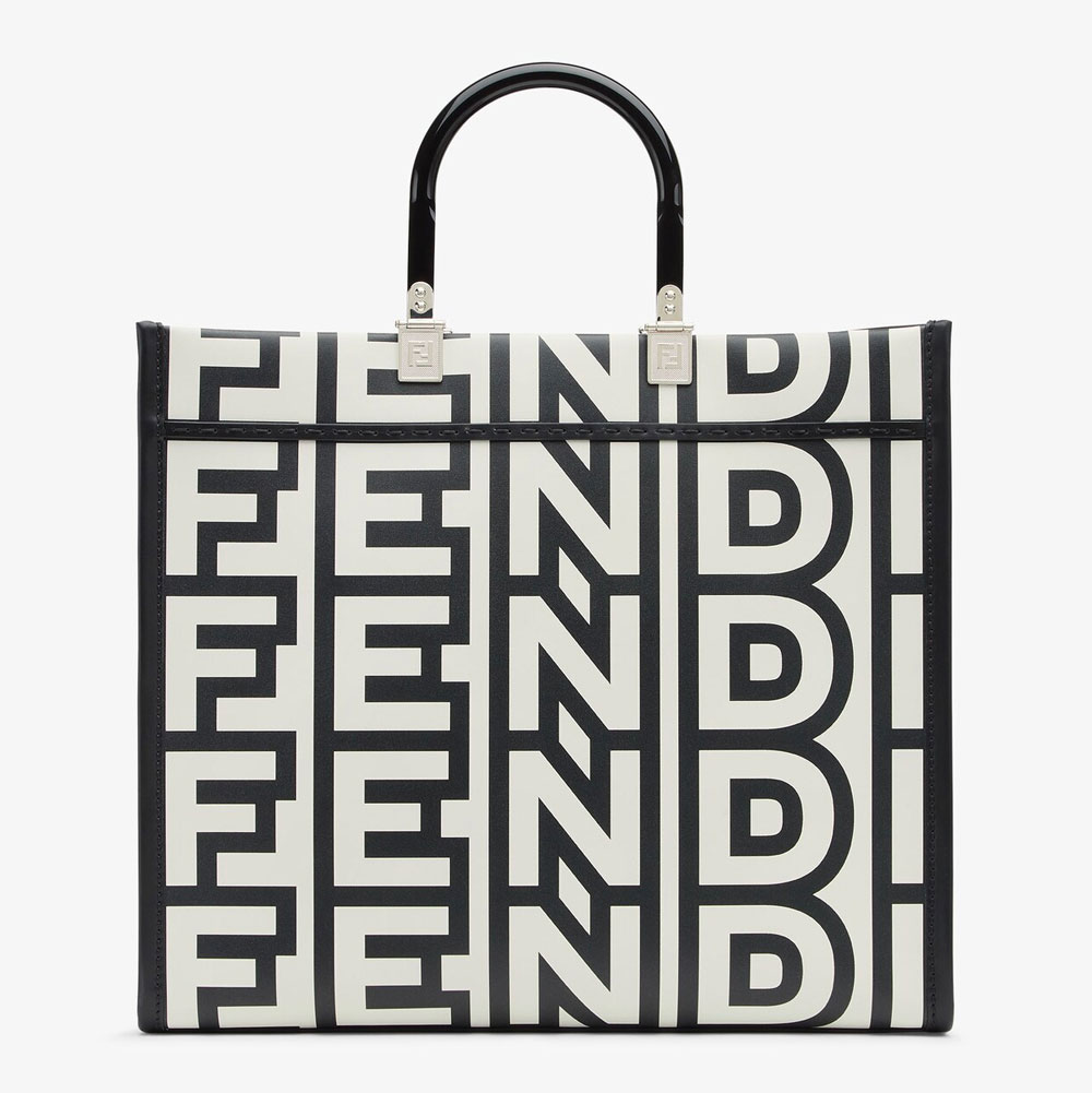 Fendi Medium Sunshine Shopper Bag In Fendi Roma Capsule Leather Black/White