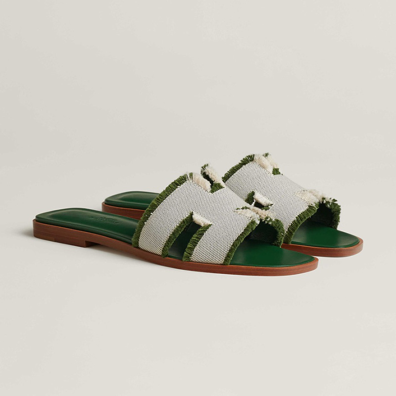 Vert Oran Sandals in fringed H canvas, $770. Photo via Hermès .com