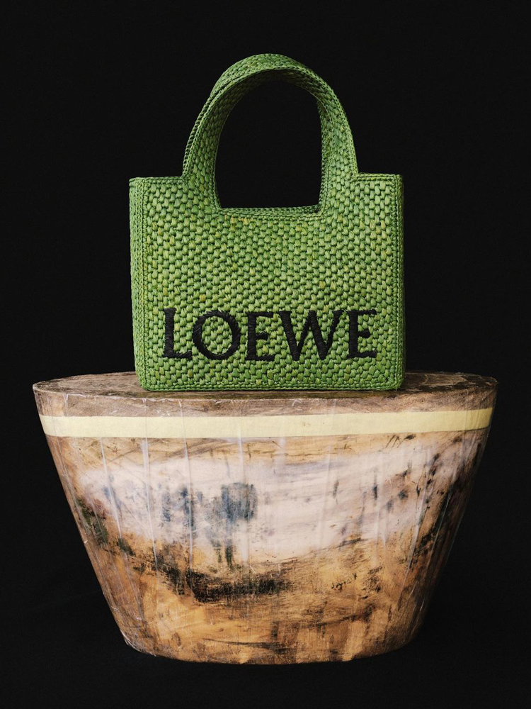 Loewe font raffia tote bag by Loewe