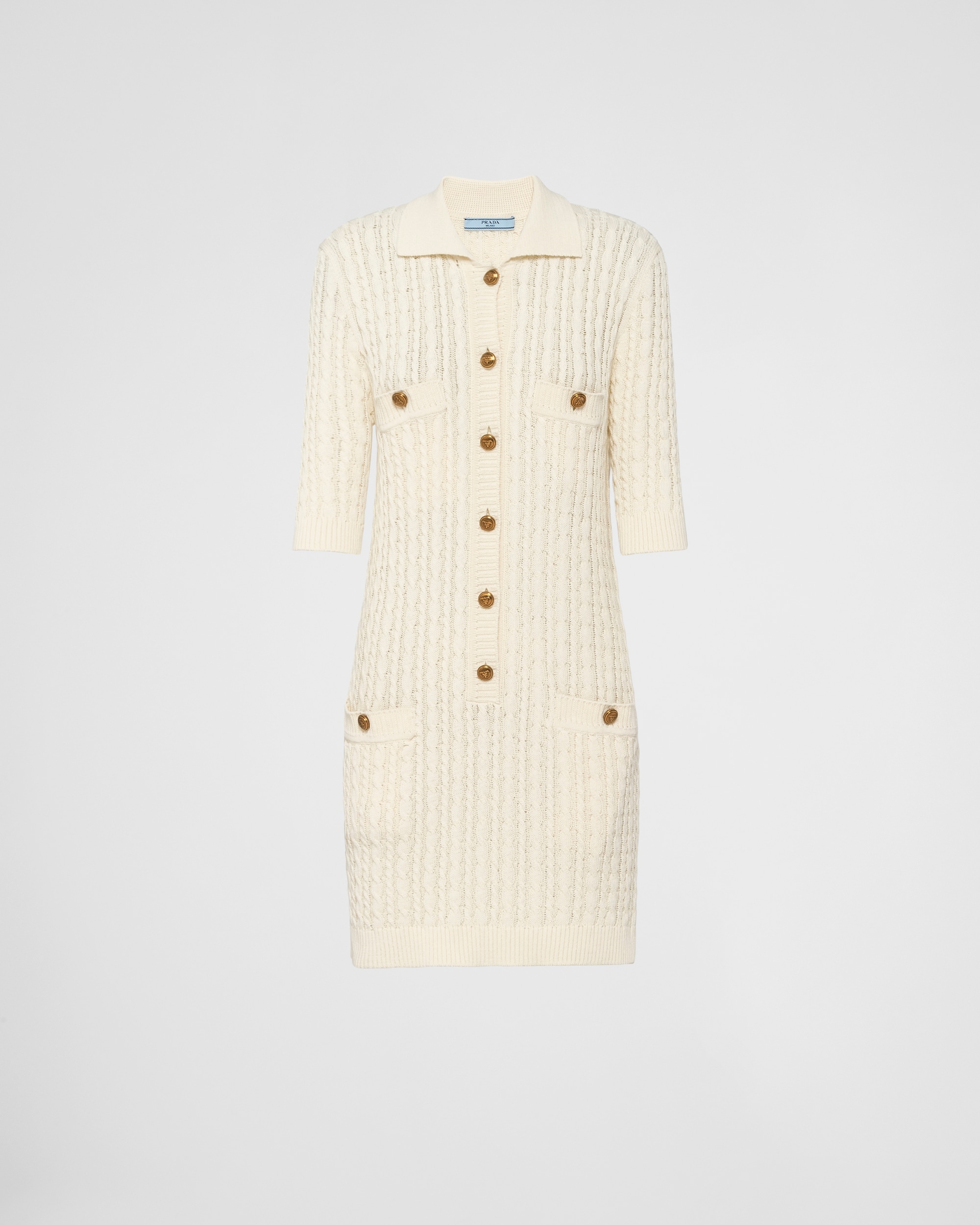 Prada Cable Knit Cotton Mini Dress Prada Cable Knit Cotton Mini Dress